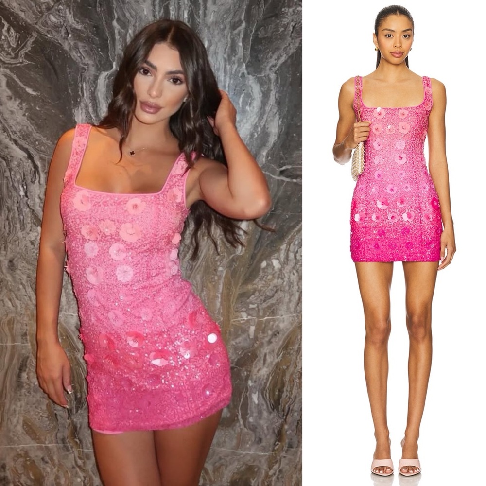 Lovers + Friends Biarritz Sequin Embellished Mini Dress Pink Ombré NEW with tags